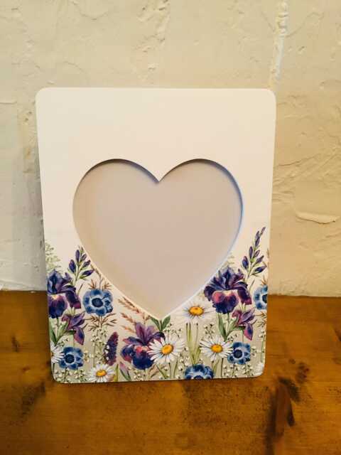 Cottage Garden Flower Print Decoupaged Heart Picture Frame - image 1