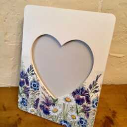 Cottage Garden Flower Print Decoupaged Heart Picture Frame - thumbnail 2