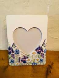 Cottage Garden Flower Print Decoupaged Heart Picture Frame - thumbnail 1