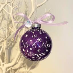 1st Christmas As Mr & Mrs, Bauble, Personalised Newlywed Gift, Married - thumbnail 4