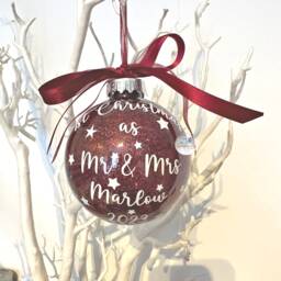 1st Christmas As Mr & Mrs, Bauble, Personalised Newlywed Gift, Married
