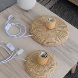 Tall Woven Bamboo Floor Lamp Wood Standing Light, Basket Lantern, Sustainable Rustic Rattan - thumbnail 4