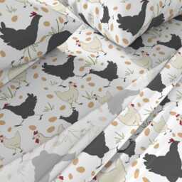 Chickens Sheets - By Karen_Erasmus Farm Animal Roosters Hens Eggs Barn Nursery Cotton Sateen Sheet Set Bedding Spoonflower - thumbnail 2
