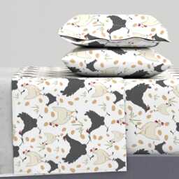 Chickens Sheets - By Karen_Erasmus Farm Animal Roosters Hens Eggs Barn Nursery Cotton Sateen Sheet Set Bedding Spoonflower