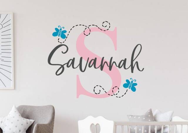 Name Decal Butterfly- Nursery Butterflies- Butterfly Nursery Decal- Girls Room - Wall Custom Name - image 1
