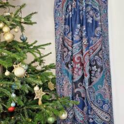 Merino Boiled Pure Wool Handmade Sofa/Bed Hygge Lounge Warm Cosy Paisley Persian Elegant Jamamvar Throw - Rich Colour Blue Teal Aqua Red - thumbnail 4