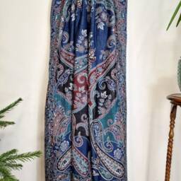 Merino Boiled Pure Wool Handmade Sofa/Bed Hygge Lounge Warm Cosy Paisley Persian Elegant Jamamvar Throw - Rich Colour Blue Teal Aqua Red - thumbnail 3