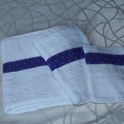 "Set Of 2 Decorated Towels & A Glove, White With ""Purple Flowers" - thumbnail 3