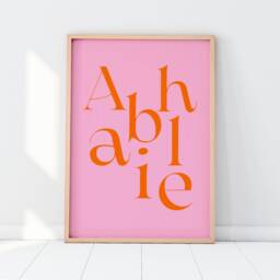 Irish Poster Print - Pink & Orange Posters Saying Gr?? Love Abhaile Home - thumbnail 3