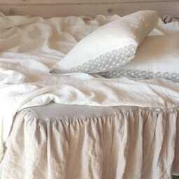 Lace Linen Sheet Set - Stonewashed Off-White Bedding With Pillowcases Vintage-Style Trim Breathable Natural Bed - thumbnail 3