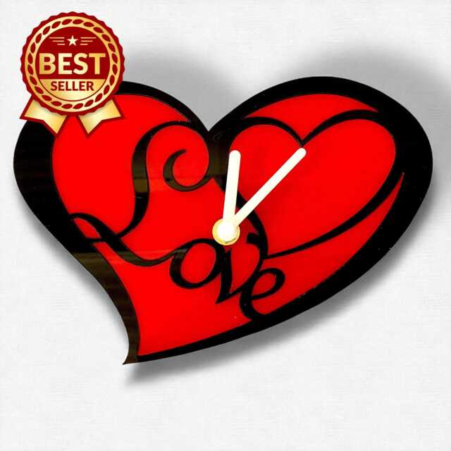 Love Heart Shaped Clock - Bespoke Size, Colours & Shapes Made - Engraving Services - image 1