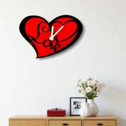 Love Heart Shaped Clock - Bespoke Size, Colours & Shapes Made - Engraving Services - thumbnail 2