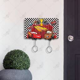 Personalized Cars Movie Keychain Holder, Lightning Mcqueen & Mater Key, Couple Hanger For Wall Hanging, Perfect Home Decor