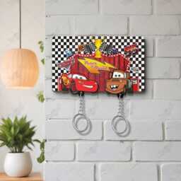 Personalized Cars Movie Keychain Holder, Lightning Mcqueen & Mater Key, Couple Hanger For Wall Hanging, Perfect Home Decor - thumbnail 3