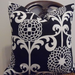 Floral Pillow Cover Black & Off White Cotton Toss - thumbnail 4