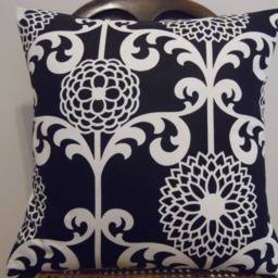 Floral Pillow Cover Black & Off White Cotton Toss - thumbnail 3
