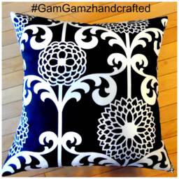Floral Pillow Cover Black & Off White Cotton Toss - thumbnail 2