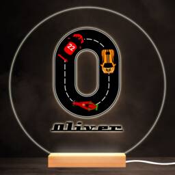 Road Racing Cars Letter O Colourful Round Personalised Gift Led Lamp Night Light - Bedroom