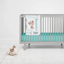 Personalized Woodland Baby Blanket - Boy Name Fox Nursery Raccoon, Bear, Teepee Gift