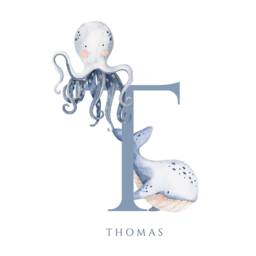 Personalised Name Print, Fishing, Sea Creatures, Boy's Picture, Under The Sea, Whale Life Animals - thumbnail 2
