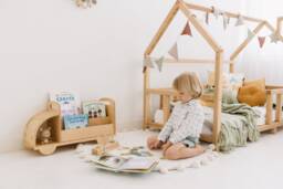 Christmas Gift For Toddler - Truck Bookcase, Montessori Bookshelf, Unique Baby Present, Nursery Shelves, 1 Year Old Gift, Waldorf Furniture - thumbnail 1