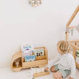 Christmas Gift For Toddler - Truck Bookcase, Montessori Bookshelf, Unique Baby Present, Nursery Shelves, 1 Year Old Gift, Waldorf Furniture - thumbnail 2