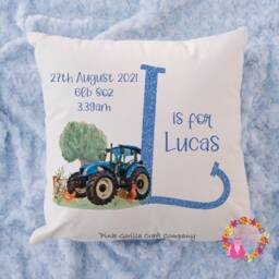 Tractor Cushion, Pillow, Birth Cushion, Gift, Tractor, Girl For Boy, Gift Child, Birth Announcement - thumbnail 3