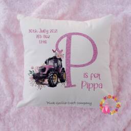 Tractor Cushion, Pillow, Birth Cushion, Gift, Tractor, Girl For Boy, Gift Child, Birth Announcement - thumbnail 2