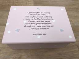 Personalised Jewellery Box Granddaughter ~ Girl Birthday Or Christening/Newborn Shabby Chic Style With Any Name Date Keepsake