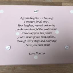 Personalised Jewellery Box Granddaughter ~ Girl Birthday Or Christening/Newborn Shabby Chic Style With Any Name Date Keepsake - thumbnail 2