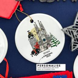 Spain Personalised Christmas Tree Bauble Ceramic Ornament Decoration Gift Present Festive Souvenir Holiday Madrid Barcelona Custom - thumbnail 3