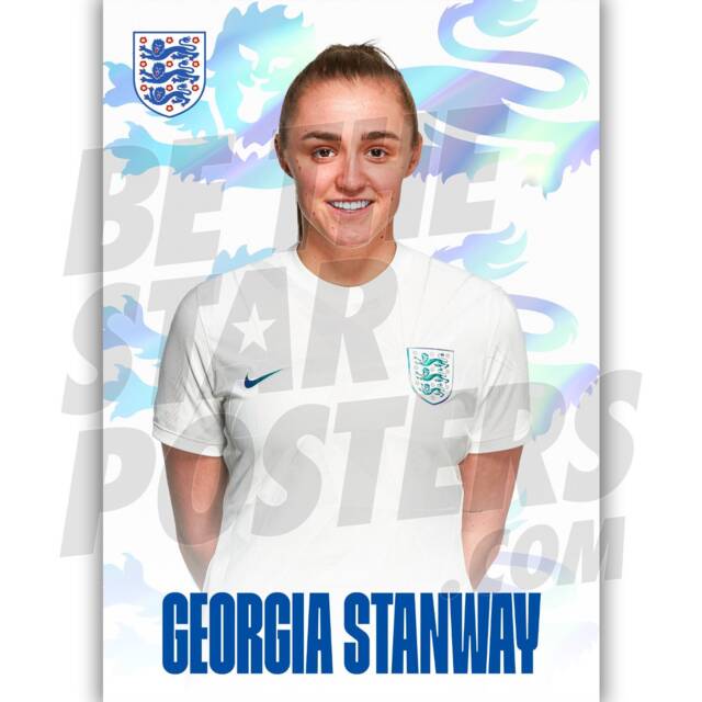 England Lionesses Stanway Headshot Poster - Officially Licensed Product Sizes A4/A3 + Framed Option - image 1