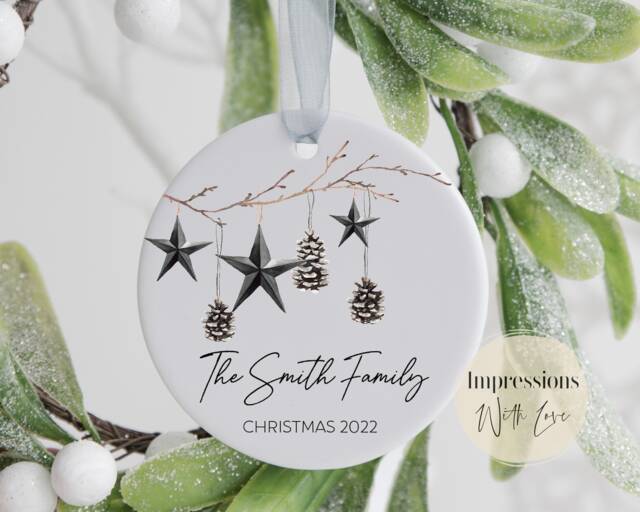 Personalised Family Christmas Ornament, Custom Bauble, First Decoration, 2024, Gift For Family, Ceramic Hanging Ornament