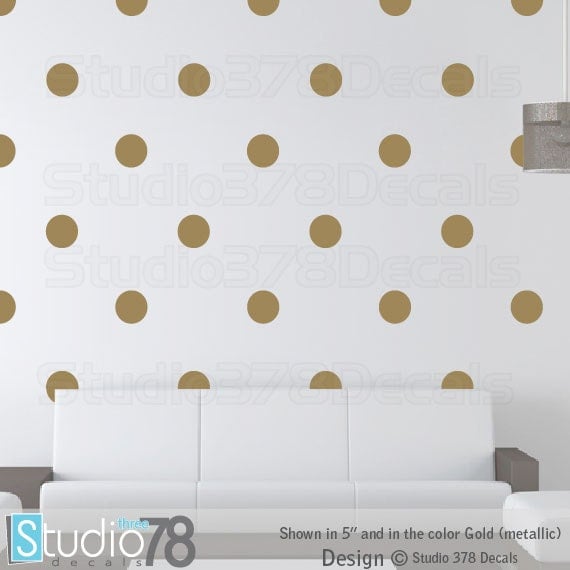 Gold Polka Dot Wall Decals - Nursery Decor - Set Of 40 - image 1