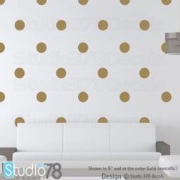 Gold Polka Dot Wall Decals - Nursery Decor - Set Of 40 - thumbnail 1