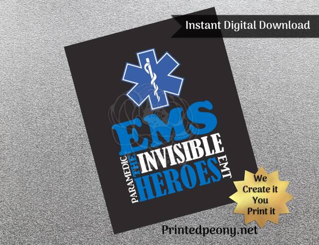 Ems Wall Art Chalkboard Emt Gift For Paramedic Decor Gifts Emergency Medical Services Printable Instant Download - image 1