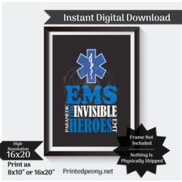 Ems Wall Art Chalkboard Emt Gift For Paramedic Decor Gifts Emergency Medical Services Printable Instant Download - thumbnail 2