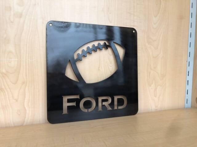 Custom Metal Football Wall Art With Name, Personalize & Choose Any Powder Coat Color - image 1