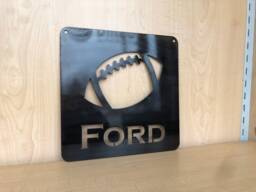 Custom Metal Football Wall Art With Name, Personalize & Choose Any Powder Coat Color - thumbnail 1