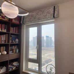 French Country Custom Roman Shade - Soft Linen Window Treatment in Neutral Floral - thumbnail 3
