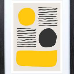 Scandinavian Black Yellow Grey Abstract Cool Triple Set Of 3 A4 A3 A2 Framed Prints Pictures Modern Art Three Wall Filler Free Delivery - thumbnail 3