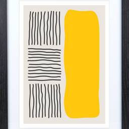 Scandinavian Black Yellow Grey Abstract Cool Triple Set Of 3 A4 A3 A2 Framed Prints Pictures Modern Art Three Wall Filler Free Delivery - thumbnail 2
