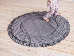 Baby Play Mat, Grey Nursery Rug, Ruffle Playmat, Circle Kids & Baby, Padded Crawling Teepee Mat - thumbnail 1