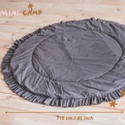 Baby Play Mat, Grey Nursery Rug, Ruffle Playmat, Circle Kids & Baby, Padded Crawling Teepee Mat - thumbnail 3
