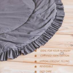 Baby Play Mat, Grey Nursery Rug, Ruffle Playmat, Circle Kids & Baby, Padded Crawling Teepee Mat - thumbnail 2