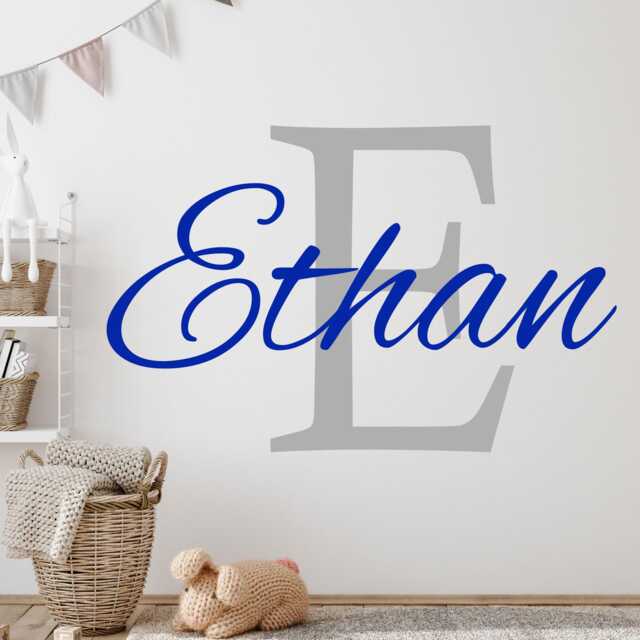 Personalised Name Vinyl Wall Decal, Custom Initial Stickers Nursery Decor - image 1