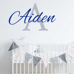 Personalised Name Vinyl Wall Decal, Custom Initial Stickers Nursery Decor - thumbnail 2