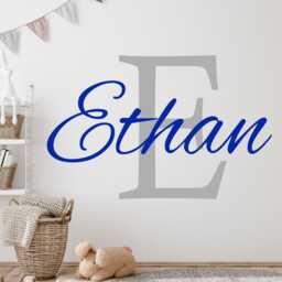 Personalised Name Vinyl Wall Decal, Custom Initial Stickers Nursery Decor - thumbnail 1