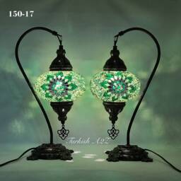 Pair Of Swan Neck Mosaic Table Lamp, Large Globe, Id150 - thumbnail 3