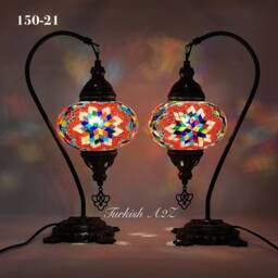 Pair Of Swan Neck Mosaic Table Lamp, Large Globe, Id150 - thumbnail 4